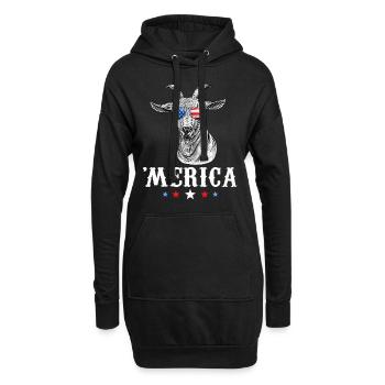 Goat Merica 4th of July American Flag USA - Hoodie-Kleid - Schwarz - Vorne