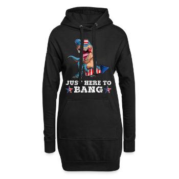 Trex 4 juillet Dinosaur Fireworks Drapeau américain - Sweat-shirt à capuche long Femme - noir - Devant