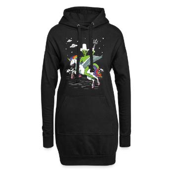 Alien reitet Einhorn Unheimlich - Hoodie-Kleid - Schwarz - Vorne