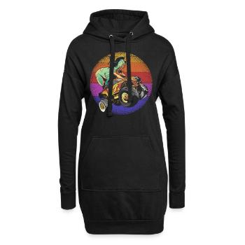 Trex Monster Truck Jungen Dinosaurier - Hoodie-Kleid - Schwarz - Vorne