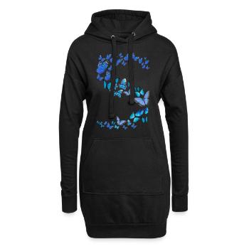 Blaue Schmetterlinge Frauen Mädchen - Hoodie-Kleid - Schwarz - Vorne