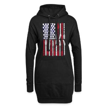 Gitarre USA Musikliebhaber 4. Juli - Hoodie-Kleid - Schwarz - Vorne