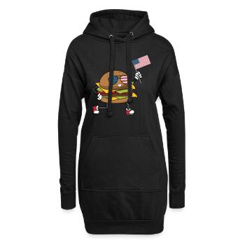 Patriotischer Burger 4. Juli - Hoodie-Kleid - Schwarz - Vorne