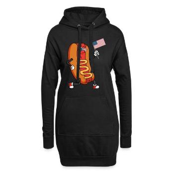 Patriotischer Hotdog 4. Juli - Hoodie-Kleid - Schwarz - Vorne