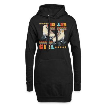 Roller Girl Retro 70er 80er Jahre Rollschuhlaufen - Hoodie-Kleid - Schwarz - Vorne