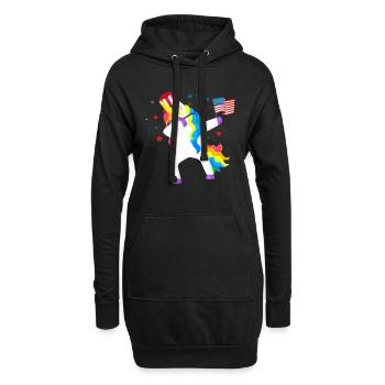 Tupfende Einhorn Liebhaber 4. Juli USA - Hoodie-Kleid - Schwarz - Vorne