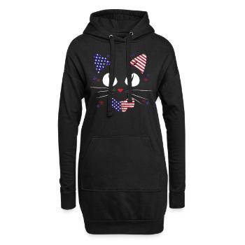 Patriotischer Katzenliebhaber 4. Juli USA - Hoodie-Kleid - Schwarz - Vorne