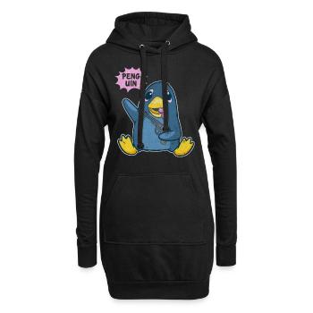 Mignon pingouin Oiseau de glace Arctique Amoureux des animaux - Sweat-shirt à capuche long Femme - noir - Devant