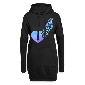 Butterfly Heart Mignon Aquarelle - Sweat-shirt à capuche long Femme - noir - Devant