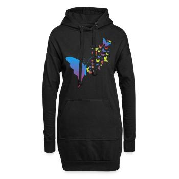 Niedlicher Schmetterling Herz Pastellfarbene - Hoodie-Kleid - Schwarz - Vorne