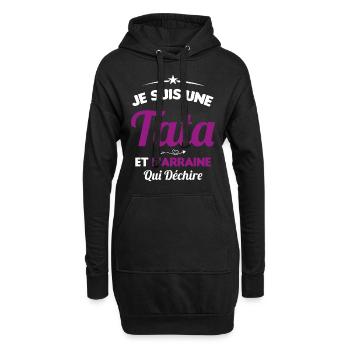Je Suis Une Tata et Marraine Qui Déchire - Sweat-shirt à capuche long Femme - noir - Devant