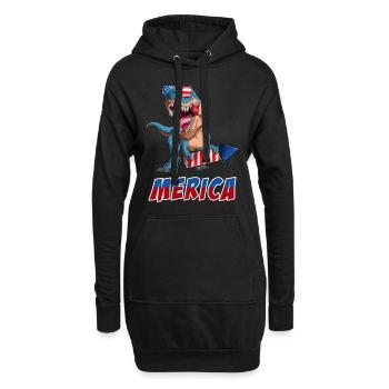 Trex Drapeau américain US Dino Merica 4 juillet - Sweat-shirt à capuche long Femme - noir - Devant