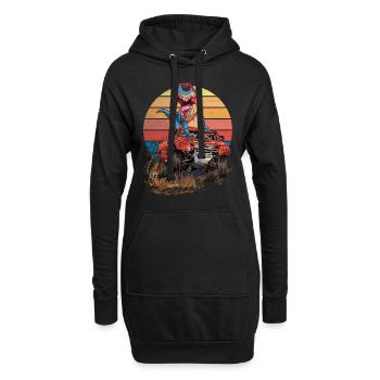 Retro-Monstertruck Trex Dirt Race Dinosaurier - Hoodie-Kleid - Schwarz - Vorne
