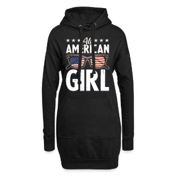 Filles Américaines USA 4 juillet - Sweat-shirt à capuche long Femme - noir - Devant