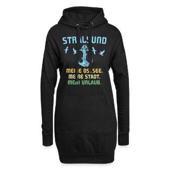 Urlaub Stralsund Ostsee - Hoodie-Kleid - Schwarz - Vorne