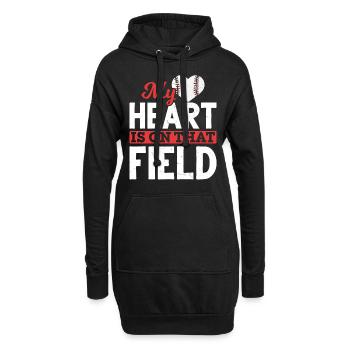 Enfants Baseball Softball Mama Baseball Heart - Sweat-shirt à capuche long Femme - noir - Devant