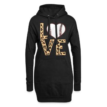 Leopard Baseball Thema Frauen Baseball - Hoodie-Kleid - Schwarz - Vorne