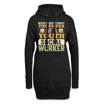 Never Underestimate Youth Social Worker - Hoodie-Kleid - Schwarz - Vorne
