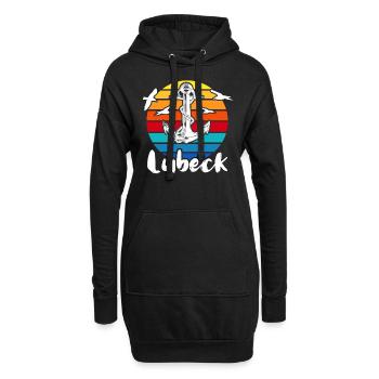 Lübeck Dictons Ville hanséatique de Luebeck - Sweat-shirt à capuche long Femme - noir - Devant