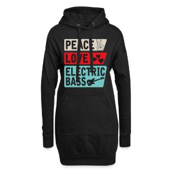 Peace Love Electric Bass Guitare électrique - Sweat-shirt à capuche long Femme - noir - Devant