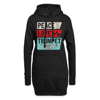 Peace Love Trompette Trompettiste - Sweat-shirt à capuche long Femme - noir - Devant