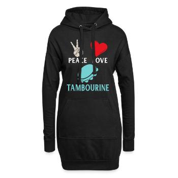Peace Love Tambroune Music Instrument - Hoodie-Kleid - Schwarz - Vorne