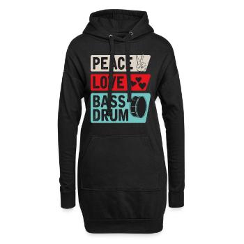Peace Love Bass Drum Orchestra Band - Sweat-shirt à capuche long Femme - noir - Devant