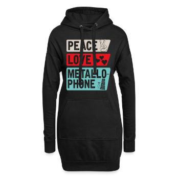 Peace Love Metallo Phone Joueurs - Sweat-shirt à capuche long Femme - noir - Devant
