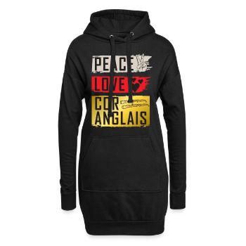 Paix Amour Coranglais Deutsch Horn - Sweat-shirt à capuche long Femme - noir - Devant