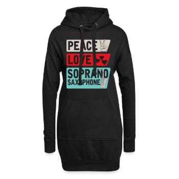 Peace Love Soprano Saxophonistes - Sweat-shirt à capuche long Femme - noir - Devant