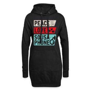 Peace Love Sousaphone Tuba Sousaphone - Hoodie-Kleid - Schwarz - Vorne