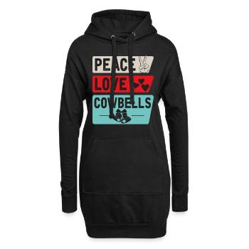 Peace Love Cowbells Country Music - Hoodie-Kleid - Schwarz - Vorne