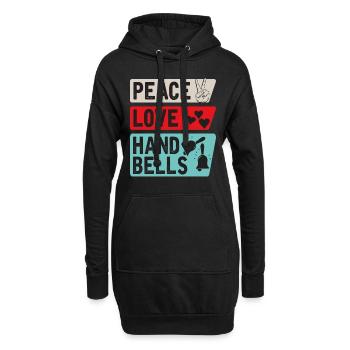 Peace Love Hand Bells Instrument Music - Hoodie-Kleid - Schwarz - Vorne