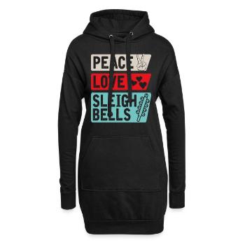 Peace Love Sleigh Bells Instrument de musique - Sweat-shirt à capuche long Femme - noir - Devant