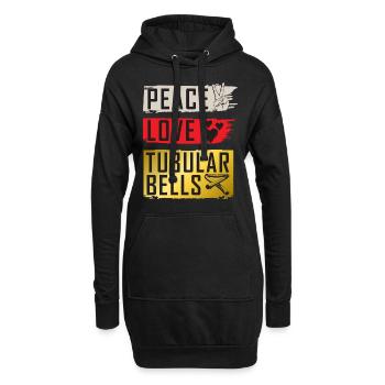Peace Love Instrument de cloches tubulaires - Sweat-shirt à capuche long Femme - noir - Devant