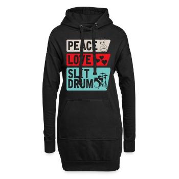 Peace Love Slit Drum African Slit Drum - Hoodie-Kleid - Schwarz - Vorne