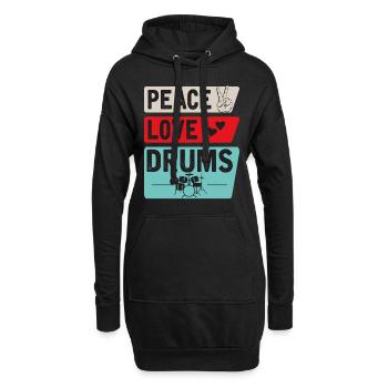 Peace Love Drums Music Instrument - Hoodie-Kleid - Schwarz - Vorne