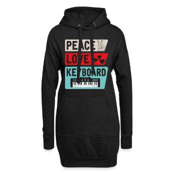 Peace Love Keyboard Piano Instrument - Hoodie Dress - black - Front