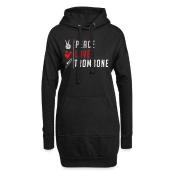 Peace Love Trombone Instrument Music - Hoodie-Kleid - Schwarz - Vorne