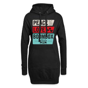 Peace Love Boombox Cassette Tape - Hoodie-Kleid - Schwarz - Vorne
