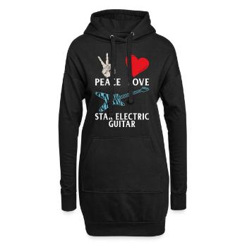 Peace Love Star Musique de guitare électrique - Sweat-shirt à capuche long Femme - noir - Devant