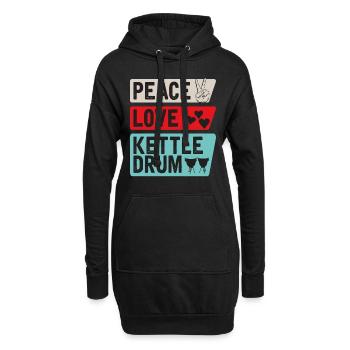 Peace Love Kettle Tambour Instrument de musique - Sweat-shirt à capuche long Femme - noir - Devant