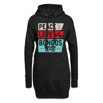 Peace Love Bongos Musical Instrument - Hoodie-Kleid - Schwarz - Vorne