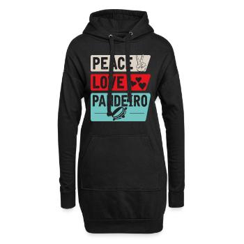 Peace Love Pandeiro Drum - Hoodie-Kleid - Schwarz - Vorne
