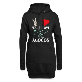 Peace Love Agogos Musical Instrument - Hoodie-Kleid - Schwarz - Vorne
