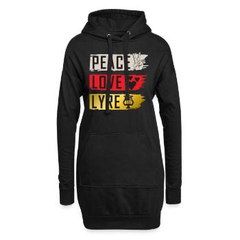Peace Love Lyre Musical Instrument - Hoodie-Kleid - Schwarz - Vorne