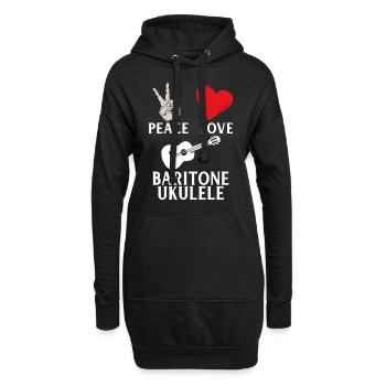 Peace Love Baryton Ukulélé Hipster - Sweat-shirt à capuche long Femme - noir - Devant