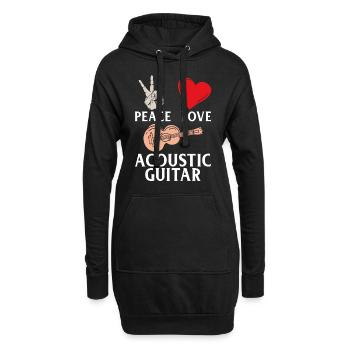 Peace Love Acoustic Guitar Guitarists - Hoodie-Kleid - Schwarz - Vorne
