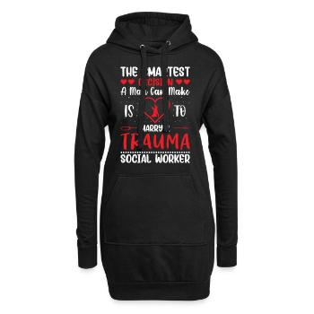 Trauma Travailleur social Profession Emploi Santé mentale - Sweat-shirt à capuche long Femme - noir - Devant