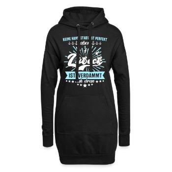 Lübeck Sprüche Hansestadt Luebeck - Hoodie-Kleid - Schwarz - Vorne